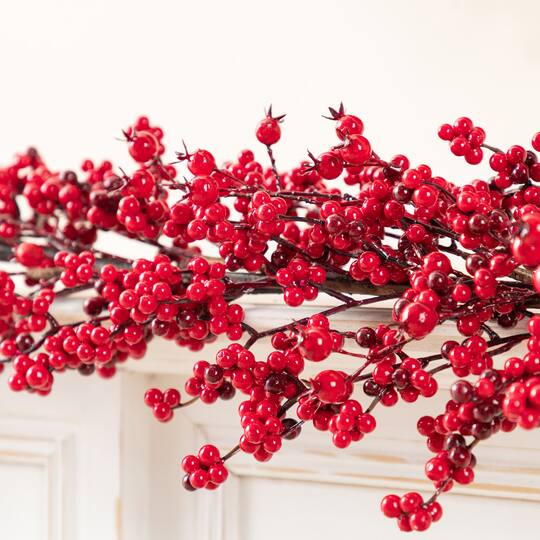 Glitzhome® 6ft. Christmas Red Berries Garland, Set of 2
